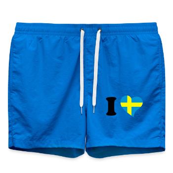 I love Sweden - J'aime la Suède - Short de bain - cobalt blue - Devant - AI Model Male 185 light (185cm)