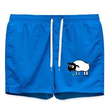 Karikatur Schaf mit Grasfresser - Badeshorts - Cobalt blue - Vorne - AI Model Male 185 light (185cm)