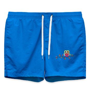 Owl sitting on a branch - Swim Trunks - cobalt blue - Front - AI Model Male 185 light (185cm)
