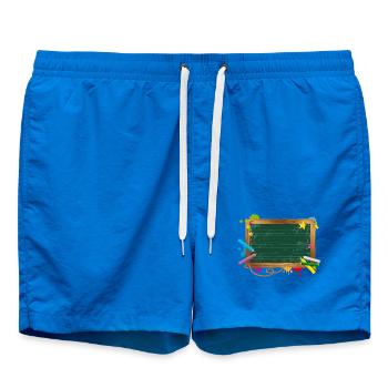 Tableau scolaire à étiqueter avec de la craie et des taches - Short de bain - cobalt blue - Devant - AI Model Male 185 light (185cm)