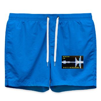 Futuristische Reflexion der Skyline von Rotterdam - Badeshorts - Cobalt blue - Vorne - AI Model Male 185 light (185cm)