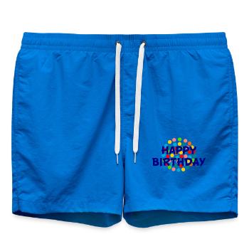 anniversary. HAPPY BIRTHDAY. Happy birthday. - Swim Trunks - cobalt blue - Front - AI Model Male 185 light (185cm)
