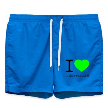 I LOVE VEGETARIAN Vegetarisch Vegetarier - Badeshorts - Cobalt blue - Vorne - AI Model Male 185 light (185cm)