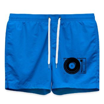 dj vinyl Platten turntable Symbol Icon - Badeshorts - Cobalt blue - Vorne - AI Model Male 185 light (185cm)