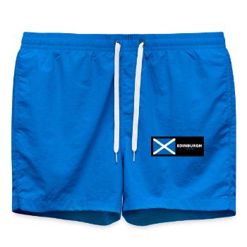 Edinburgh City with Scottish Flag - Swim Trunks - cobalt blue - Front - AI Model Male 185 light (185cm)