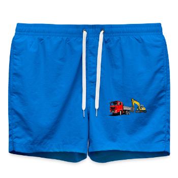 Lastauto mit Bagger - Badeshorts - Cobalt blue - Vorne - AI Model Male 185 light (185cm)