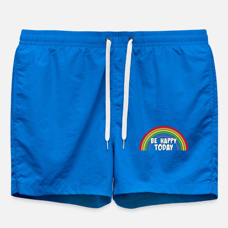 Rainbow be happy today white - Swim Trunks - cobalt blue