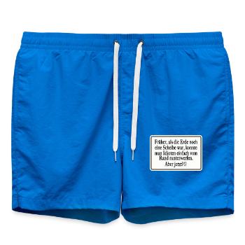 Früher als die Erde noch eine Scheibe war - Badeshorts - Cobalt blue - Vorne - AI Model Male 185 light (185cm)