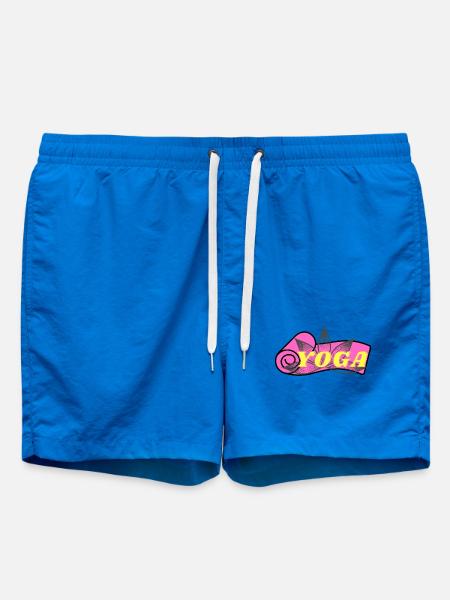 Yoga-Lotus: Gelbe Schrift auf Pink - Badeshorts - Cobalt blue