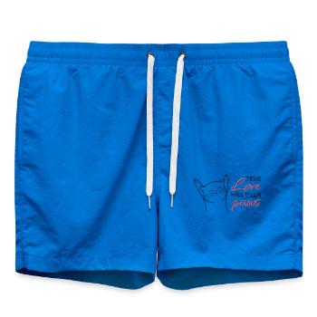 Herz und Liebe zu Tieren Textgestaltung - Badeshorts - Cobalt blue - Vorne - AI Model Male 185 light (185cm)