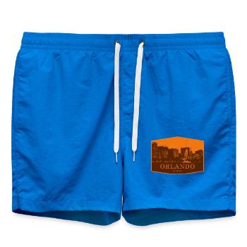 Orlando Skyline Badge Orange - Badeshorts - Cobalt blue - Vorne - AI Model Male 185 light (185cm)