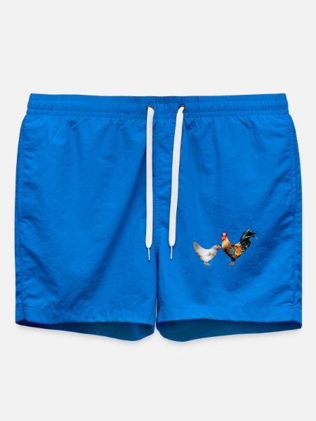 stattlicher farbenprächtiger Hahn mit einer Henne - Badeshorts - Cobalt blue