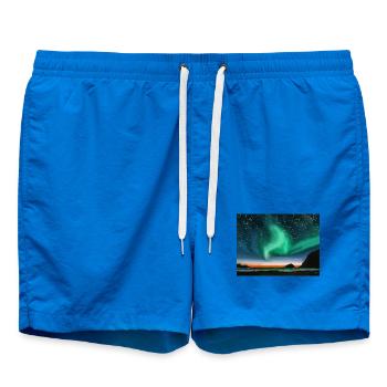 Aurores boréales - peinture à l’huile - Short de bain - cobalt blue - Devant - AI Model Male 185 light (185cm)