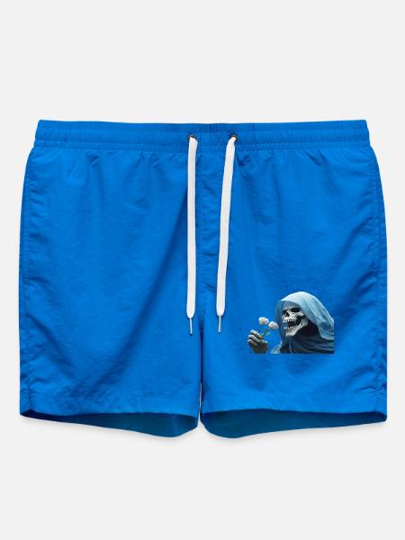 Weiße Rose Für Den Reaper Totenkopf Skull Umhang - Badeshorts - Cobalt blue