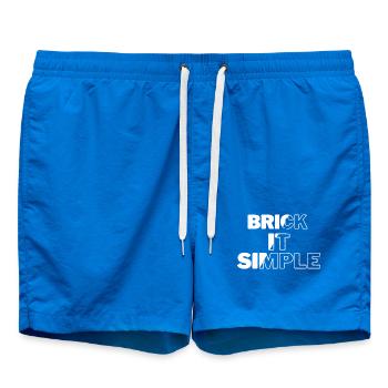 Brick It Simple: markante Typografie - Badeshorts - Cobalt blue - Vorne - AI Model Male 185 light (185cm)
