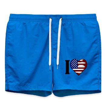 I ♥️ USA | Ich liebe die Vereinigten Staaten - Badeshorts - Cobalt blue - Vorne - AI Model Male 185 light (185cm)
