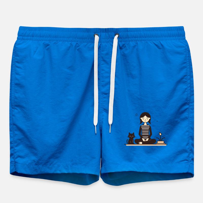 Relaxing with a cat - Swim Trunks - cobalt blue