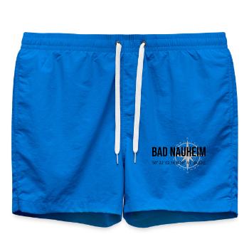 Koordinaten Bad Nauheim - Badeshorts - Cobalt blue - Vorne - AI Model Male 185 light (185cm)