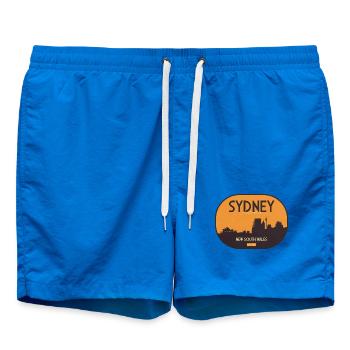 Horizon de Sydney en coucher de soleil orange - Short de bain - cobalt blue - Devant - AI Model Male 185 light (185cm)