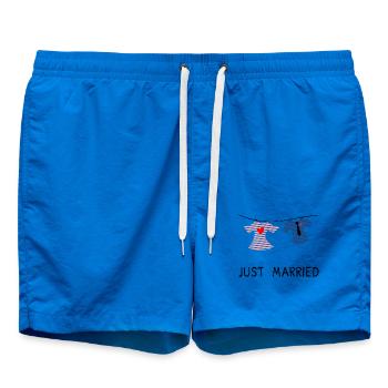 GERADE VERHEIRATET. Junggesellinnenabschied. VALENTINSTAG. PAAR - Badeshorts - Cobalt blue - Vorne - AI Model Male 185 light (185cm)