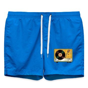 Retro Plattenspieler Vintage Vinyl Plattenspieler - Badeshorts - Cobalt blue - Vorne - AI Model Male 185 light (185cm)