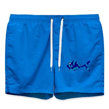 FISCH. GEDÄCHTNIS. SARDINE. APRILSCHERZ. MEER - Badeshorts - Cobalt blue - Vorne - AI Model Male 185 light (185cm)