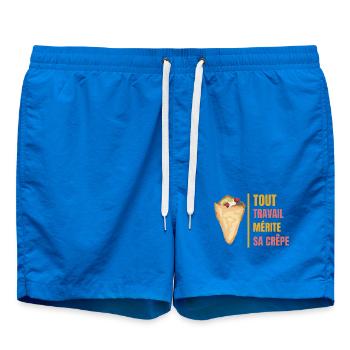 Tout travail mérite sa crêpe Jeu de mot avec crêpe - Short de bain - cobalt blue - Devant - AI Model Male 185 light (185cm)