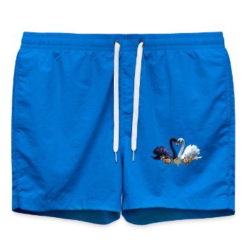 Lien éternel, cygnes noirs et blancs amoureux - Short de bain - cobalt blue - Devant - AI Model Male 185 light (185cm)