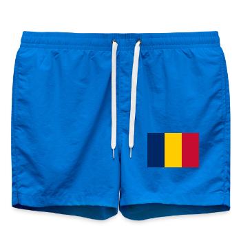 Tschad – Flaggenwappen Blau, Gelb, Rot - Badeshorts - Cobalt blue - Vorne - AI Model Male 185 light (185cm)