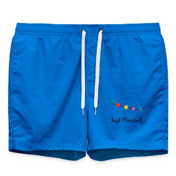 GERADE VERHEIRATET. Junggesellinnenabschied. VALENTINSTAG. PAAR - Badeshorts - Cobalt blue - Vorne - AI Model Male 185 light (185cm)