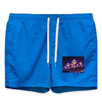 Leuchtende Pilzmotive im Neonstil - Badeshorts - Cobalt blue - Vorne - AI Model Male 185 light (185cm)
