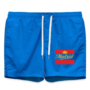 Couronne de Madrid sur fond rouge - Short de bain - cobalt blue - Devant - AI Model Male 185 light (185cm)