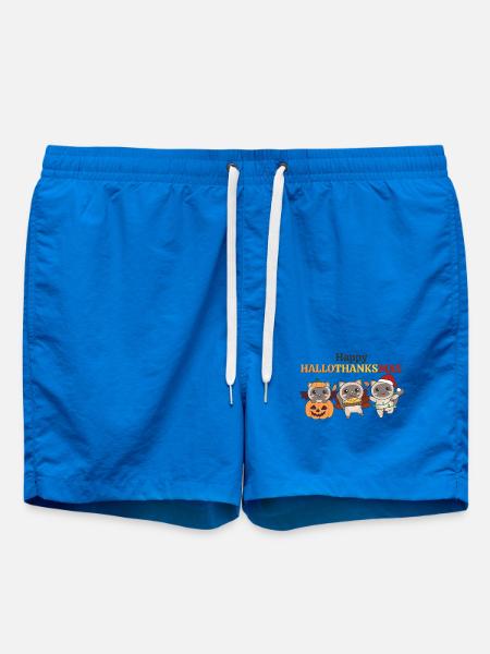 Happy Hallothanksmas Siamese Cat Christmas Cats - Swim Trunks - cobalt blue