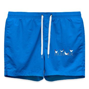 Lustige Hühner-Illustration auf Keramik - Badeshorts - Cobalt blue - Vorne - AI Model Male 185 light (185cm)