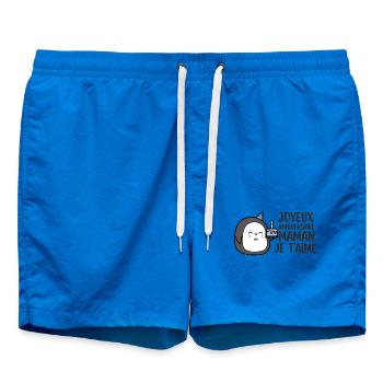 Pingouin Anniversaire Maman Je T'Aime - Short de bain - cobalt blue - Devant - AI Model Male 185 light (185cm)