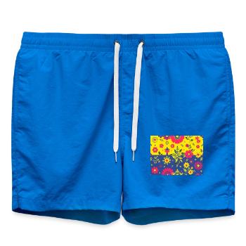 Blumenmuster mit kontrastfarbenem Hintergrund - Badeshorts - Cobalt blue - Vorne - AI Model Male 185 light (185cm)
