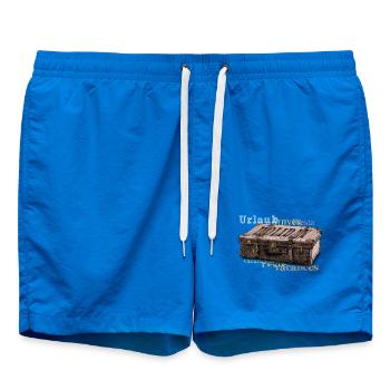 Valise vintage avec vocabulaire de voyage - Short de bain - cobalt blue - Devant - AI Model Male 185 light (185cm)