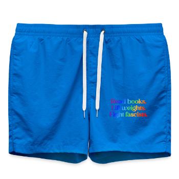 Read books. Lift weights. Fight fascists. - Badeshorts - Cobalt blue - Vorne - AI Model Male 185 light (185cm)
