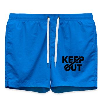 Keep Out Warning Sign - Swim Trunks - cobalt blue - Front - AI Model Male 185 light (185cm)