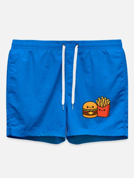 Kawaii Burger & Fries Duo - Swim Trunks - cobalt blue
