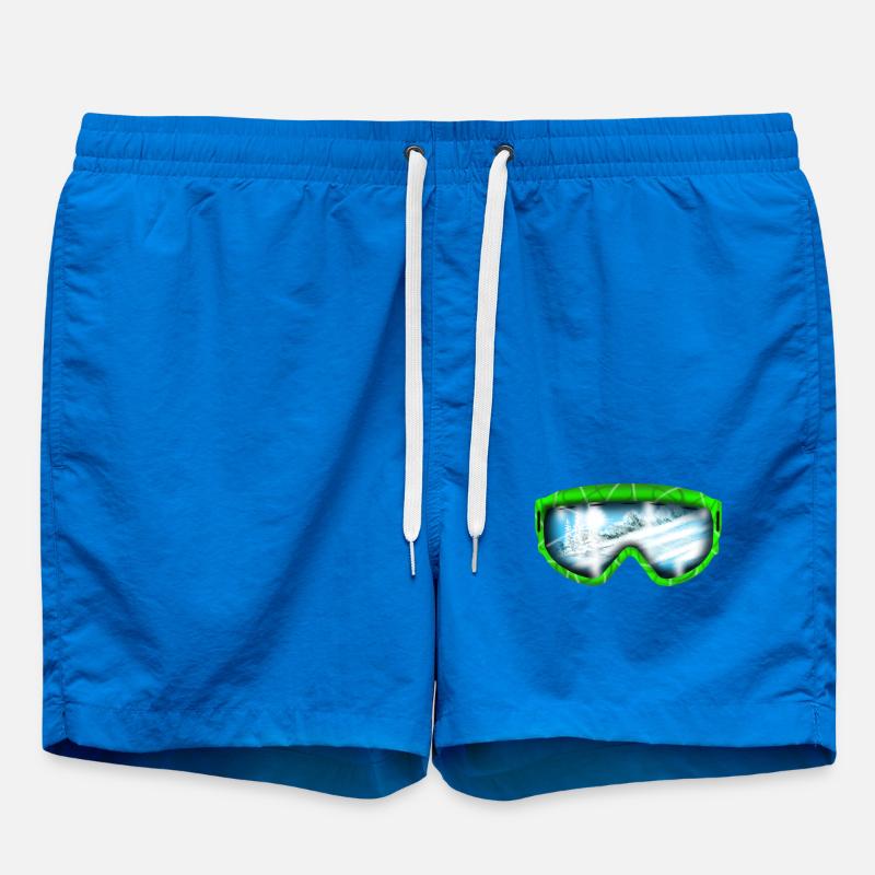 Glacier View Neon Goggle Design - Swim Trunks - cobalt blue