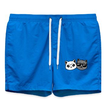chatons mignons cool couple mâle chats noirs et blancs - Short de bain - cobalt blue - Devant - AI Model Male 185 light (185cm)