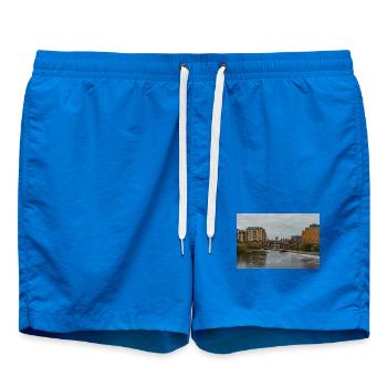 Scène de rivière urbaine avec pont - Short de bain - cobalt blue - Devant - AI Model Male 185 light (185cm)