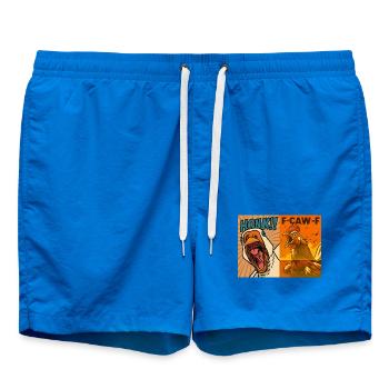 Duo de coqs klaxonnant et croa, drôle d’oie et de poulet - Short de bain - cobalt blue - Devant - AI Model Male 185 light (185cm)