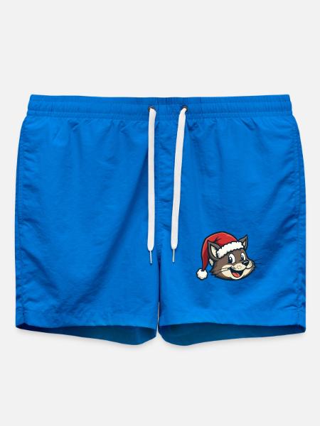 Cat in a Santa hat - Swim Trunks - cobalt blue