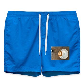 Coeur Latte Art sur Bois - Short de bain - cobalt blue - Devant - AI Model Male 185 light (185cm)