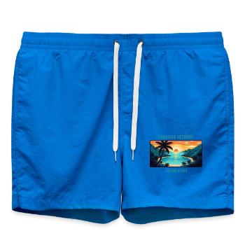 Bahamas, îles paradisiaques, plage tropicale, palmier de soleil - Short de bain - cobalt blue - Devant - AI Model Male 185 light (185cm)