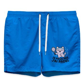 Laughing Padel Cat with Blue Headband - Swim Trunks - cobalt blue - Front