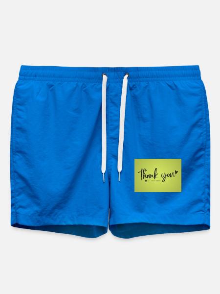 Thank You Script on Lime Green - Swim Trunks - cobalt blue