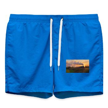 Train à vapeur du coucher du soleil - Short de bain - cobalt blue - Devant - AI Model Male 185 light (185cm)